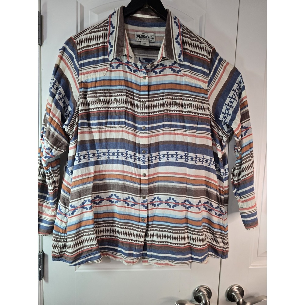 Ariat Real Womens Southwest Aztec Long Sleeve Western‎ Rodeo Shirt  Size 2XL EUC